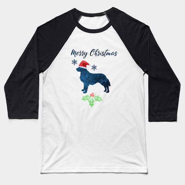 Christmas Golden Retriever Baseball T-Shirt by TheJollyMarten